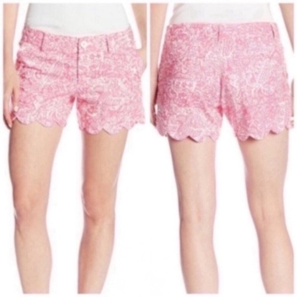 Lilly Pulitzer Pink Buttercup Scalloped Shorts - Picture 2 of 9